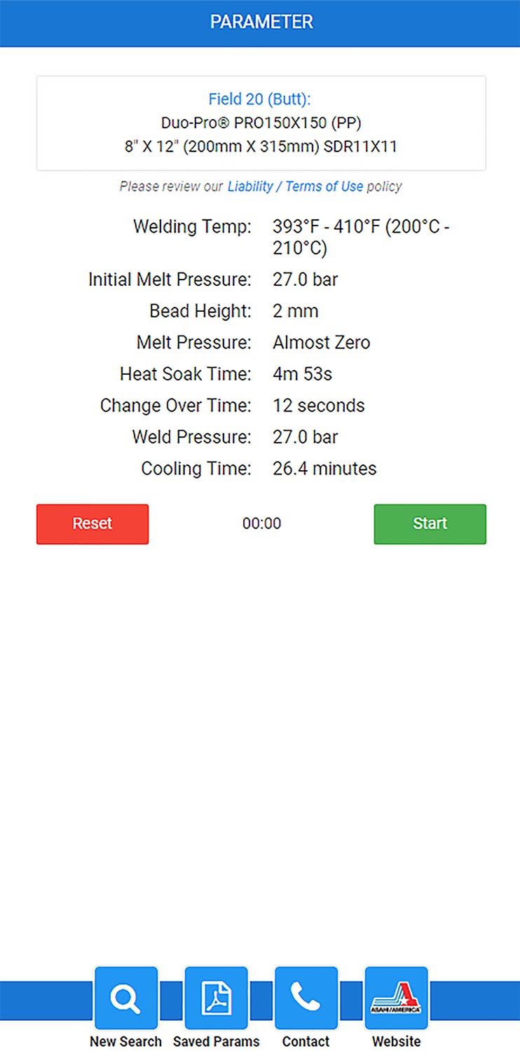 Asahi Welding Parameter Web App